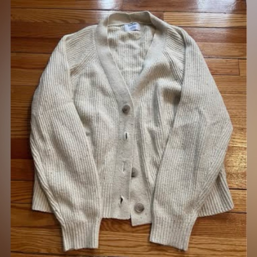 Old Navy Ribbed Cream Cardigan Sweater